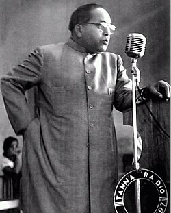Dr. Babasaheb Ambedkar delivering a speech