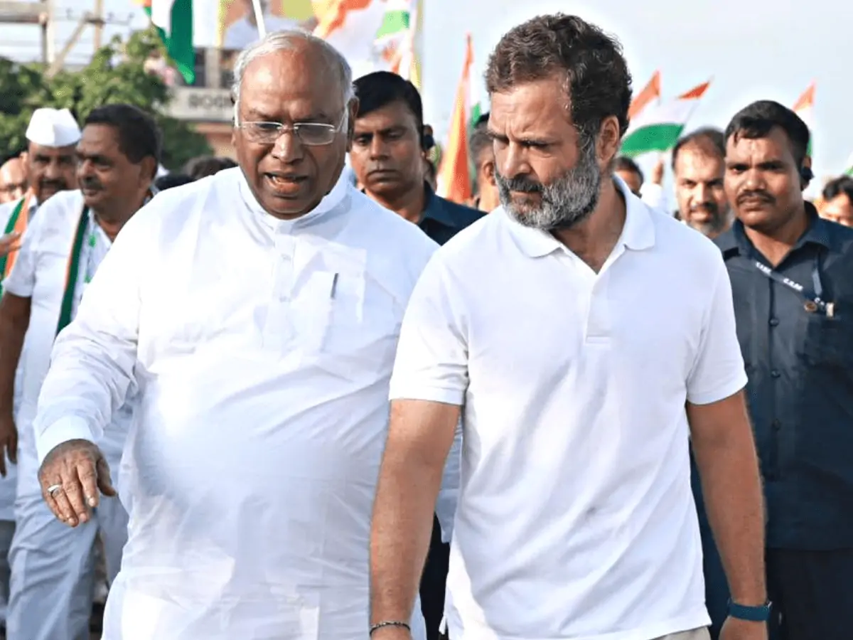 Mallikarjun Kharge and Rahul Gandhi