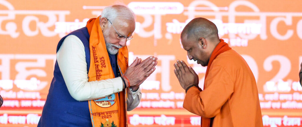 Prime Minister of Bharat Shri Narendra Damodardas Modi with Chief Minster of Uttar Pradesh Mahant Shri Yogi Adityanath