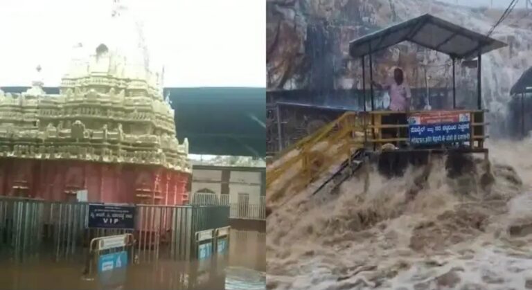ಬೆಳಗಾವಿ : ಸವದತ್ತಿ ಶ್ರೀ ರೇಣುಕಾ ಯಲ್ಲಮ್ಮನ ದೇವಸ್ಥಾನಕ್ಕೆ ನುಗ್ಗಿದ ನೀರು