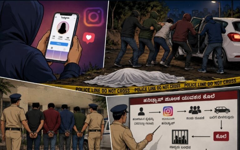 ಬೆಳಗಾವಿ | ಇನ್&zwnj;ಸ್ಟಾಗ್ರಾಂ ಹನಿಟ್ರ್ಯಾಪ್ ಮೂಲಕ ಯುವಕನ ಕೊಲೆ: ನಾಲ್ವರ ಬಂಧನ