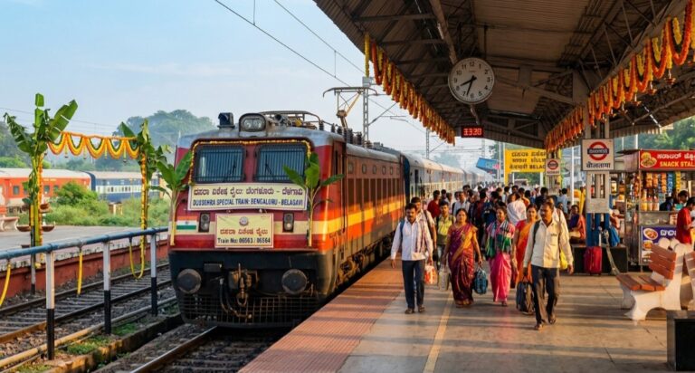 ದಸರಾ ಹಿನ್ನೆಲೆ: ಬೆಂಗಳೂರು ಬೆಳಗಾವಿ ನಡುವೆ ವಿಶೇಷ ರೈಲು