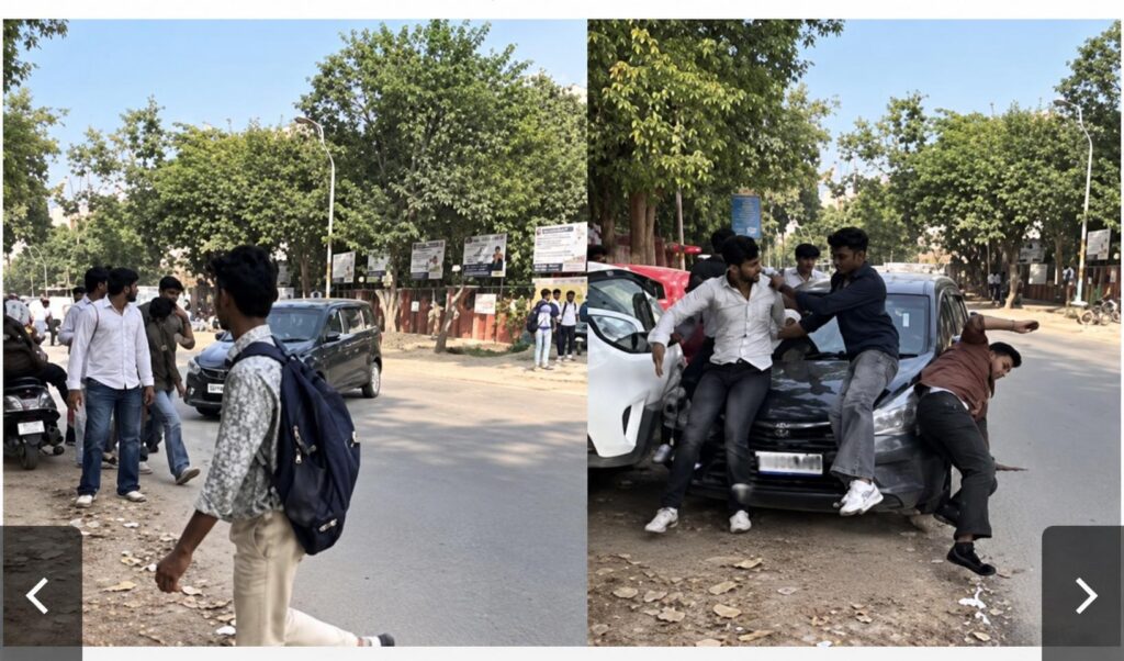 ನೋಯ್ಡಾ ಬಳಿ   ವಿದ್ಯಾರ್ಥಿಗಳಿಗೆ ಗುದ್ದಿ ಪರಾರಿಯಾದ ಕಾರು ಚಾಲಕ