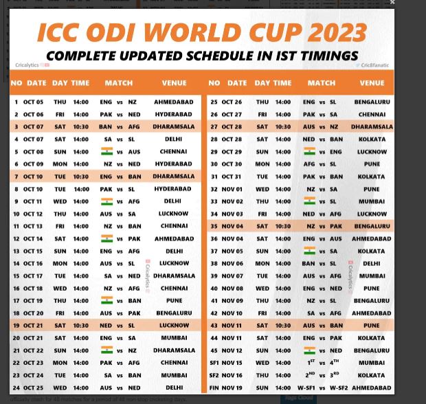World cup schedule 1