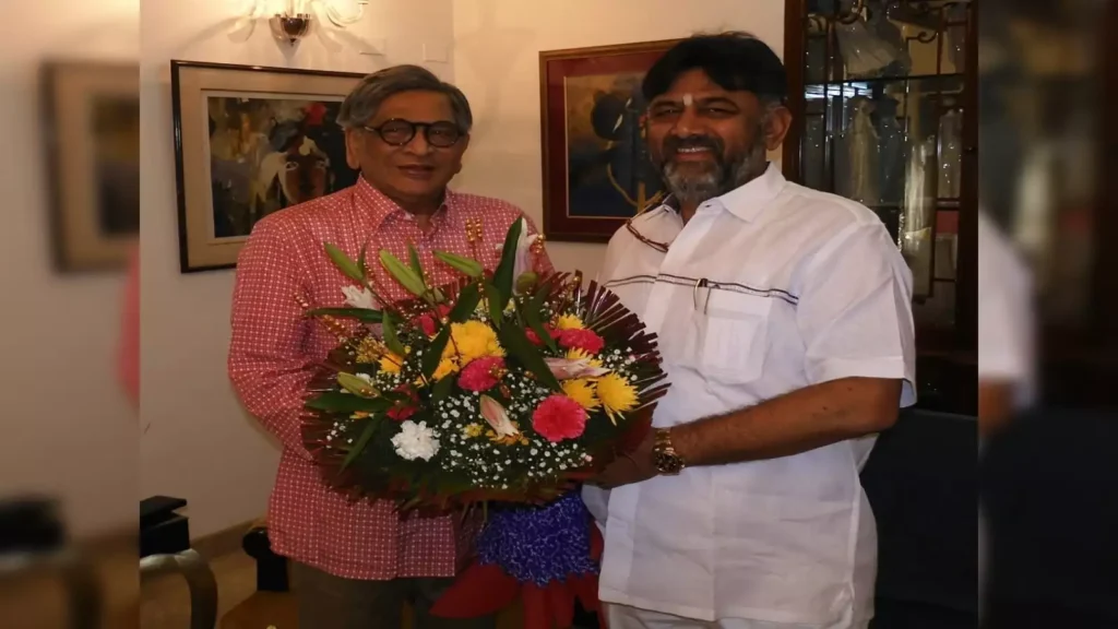dk shivakumar meets bjp leader s m krishna