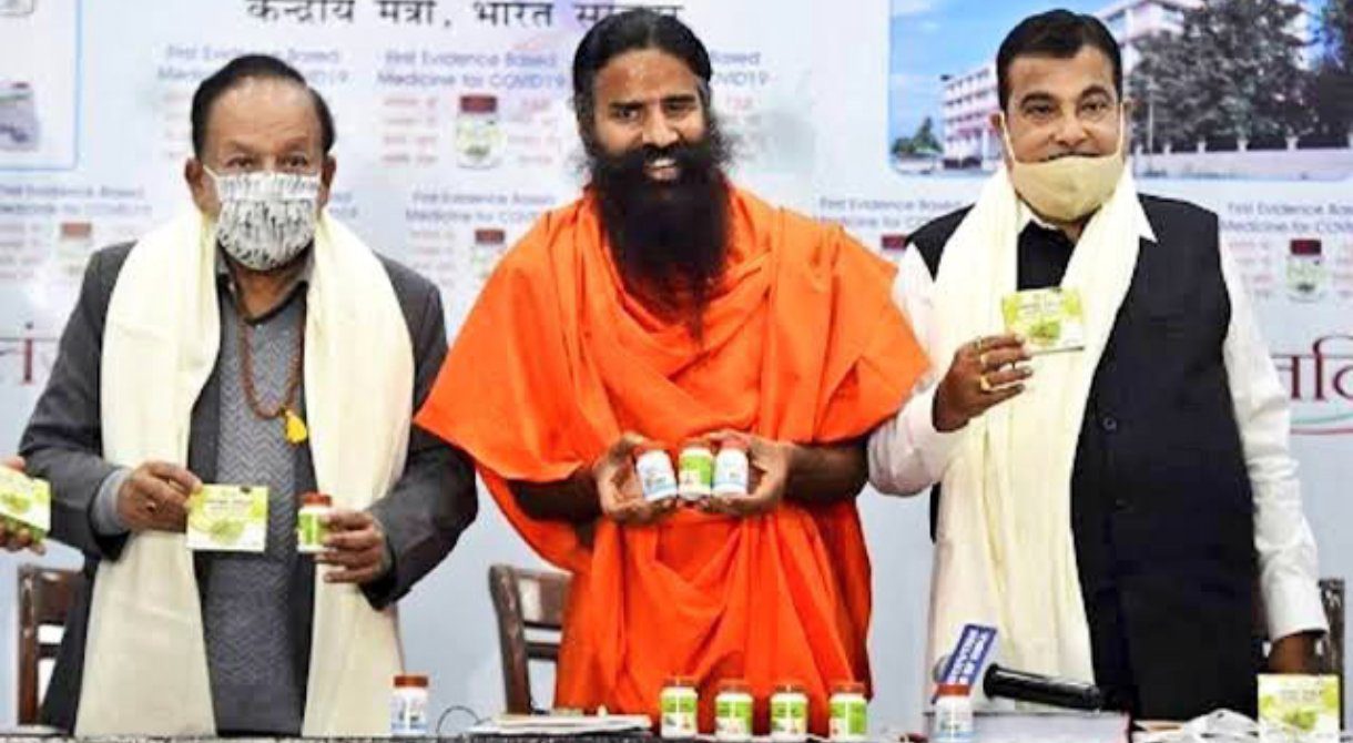 ಆರೋಗ್ಯ ಸಚಿವ ಹರ್ಷವರ್ಧನ್, ರಾಮ್‌ದೇವ್ ಮತ್ತು ನಿತಿನ್ ಗಡ್ಕರಿ