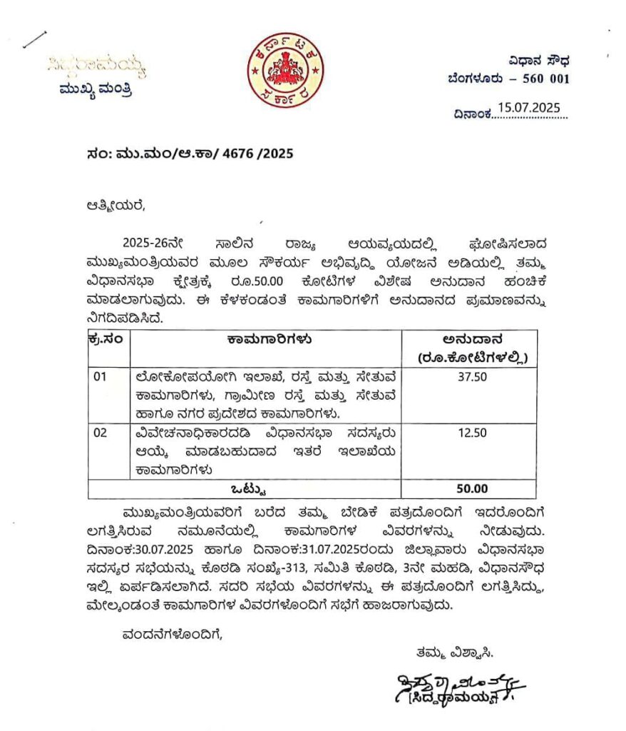 siddaramaiah letter