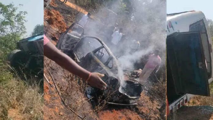 ಚಿಕ್ಕಬಳ್ಳಾಪುರ, ಅಪಘಾತ, ಹೊತ್ತಿ ಉರಿದ ಕಾರು, Chikkaballapur, accident, Car fire,