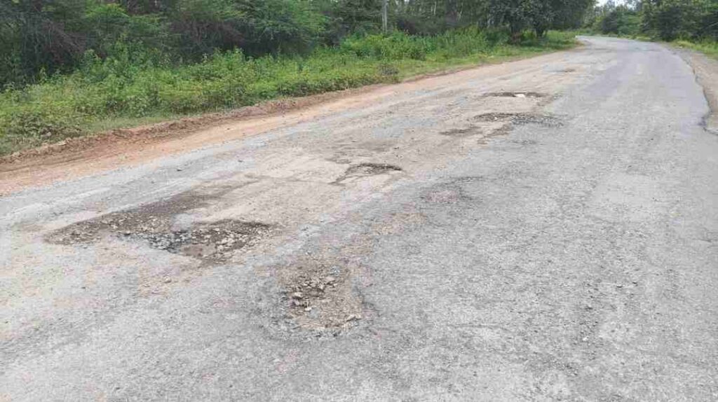 ಗುಂಡಿ ಬಿದ್ದಿರುವ ರಸ್ತೆ
